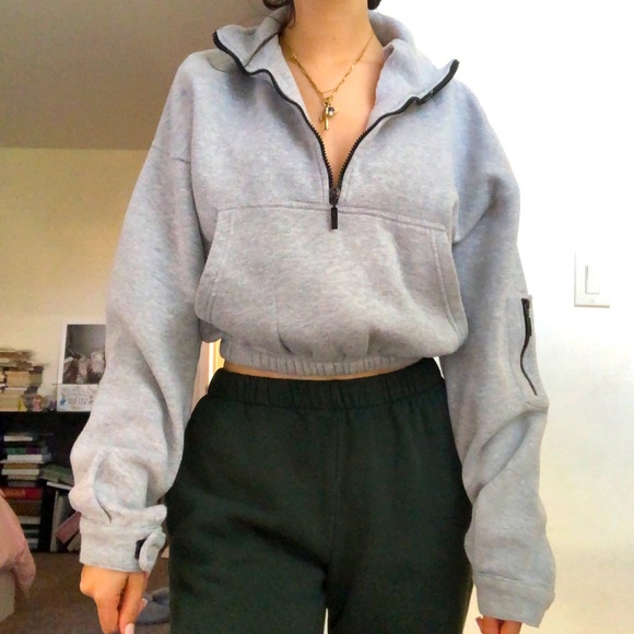 PrettyLittleThing Sweaters - PRETTYLITTLE THING GREY HALF-ZIP SWEATER